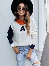 Letter contrast color turtleneck collar pullover loose sweater Sai Feel