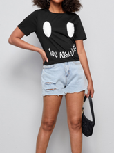 Letter print Round collar Tshirt Sai Feel