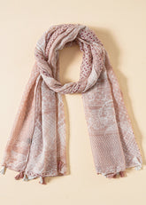 Linen Textured Tassel Decor Scarf Sai Feel