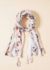 Linen Textured Tassel Decor Scarf Sai Feel