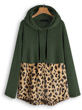 Long sleeve leopard print patchwork blouse hoodie Sai Feel