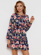Long sleeve loose floral corrugated dress Sai Feel