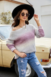 Long sleeve loose knit gradient pullover sweater Sai Feel