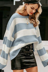 Loose Autumn & Winter Striped Pullover Sweater Sai Feel