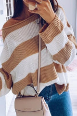 Loose Autumn & Winter Striped Pullover Sweater Sai Feel