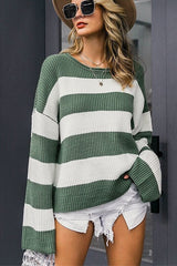 Loose Autumn & Winter Striped Pullover Sweater Sai Feel