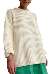 Loose Candy Color Round Neck Sweater Sai Feel