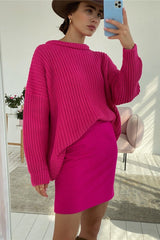Loose Candy Color Round Neck Sweater Sai Feel
