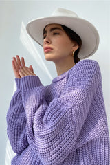 Loose Candy Color Round Neck Sweater Sai Feel