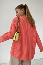 Loose Candy Color Round Neck Sweater Sai Feel