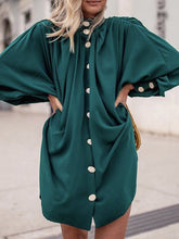 Loose Solid Single Breasted Long Sleeve Blouse Sai Feel