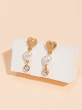 Love Heart Faux Pearl Earrings Sai Feel