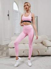 Metallic Colorblock Criss Cross Back Sports Bra & Leggings Sai Feel