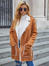 Mid-length lapel pocket loose cardigan woolen coat Sai Feel