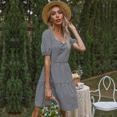 New V-Neck Lace Short-Sleeved Dress Sai Feel