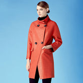 New autumn and winter women's coat stand collar double-breasted trench coat jacket Sai Feel
