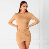 New fashion women's temperament sexy slim long sleeve wrap arm bottom dress spring summer new arrival Sai Feel