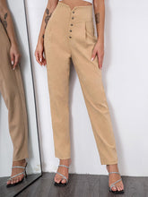 Notched Waist Fold Pleated Pants Sai Feel