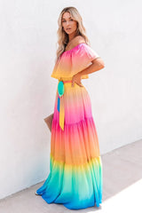 Off Shoulder Colourfull Flowy Dress for Women Sai Feel