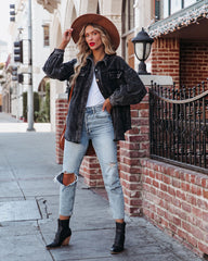 Omri Cotton Pocketed Corduroy Shacket - Faded Black Sai Feel