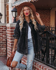 Omri Cotton Pocketed Corduroy Shacket - Faded Black Sai Feel