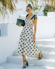 On My Own Linen Cotton Polka Dot Midi Dress Sai Feel