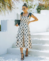 On My Own Linen Cotton Polka Dot Midi Dress Sai Feel