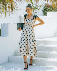 On My Own Linen Cotton Polka Dot Midi Dress Sai Feel