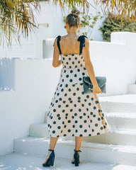 On My Own Linen Cotton Polka Dot Midi Dress Sai Feel