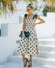 On My Own Linen Cotton Polka Dot Midi Dress Sai Feel