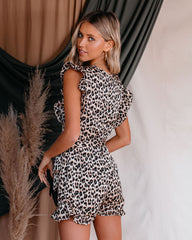 On My Own Pocketed Leopard Ruffle Romper Sai Feel