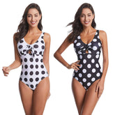 One Piece Dot Print Swimsuit Beach Swimwear Bathing Suits Bikini Set Women's Fashion Vintage Swimwear Sai Feel