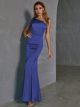 One Shoulder Satin Maxi Prom Dress Sai Feel