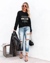 Only Good Vibes Cotton Blend Sweatshirt Sai Feel