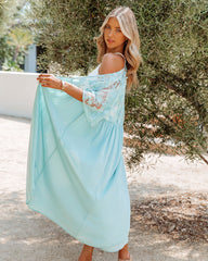 Orna Embroidered Applique Duster - Aqua Sai Feel