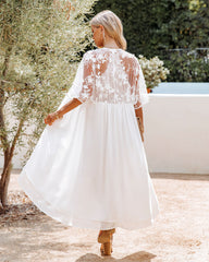 Orna Embroidered Applique Duster - White Sai Feel
