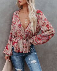 Ortega Adjustable Printed Blouse Sai Feel