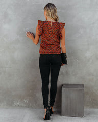 Oscar Leopard Ruffle Knit Top Sai Feel