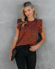 Oscar Leopard Ruffle Knit Top Sai Feel
