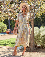 Otilia Floral Button Down Midi Dress - Ivory Multi Sai Feel