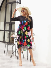 Oversized Plant Print Cap Sleeve Smock High Waist Dress Beach Dress S-3XL Sai Feel