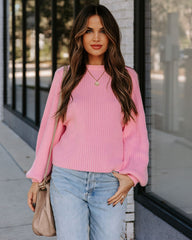 Ozzy Cotton Blend Balloon Sleeve Sweater - Light Pink Sai Feel