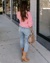 Ozzy Cotton Blend Balloon Sleeve Sweater - Light Pink Sai Feel