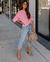 Ozzy Cotton Blend Balloon Sleeve Sweater - Light Pink Sai Feel