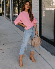 Ozzy Cotton Blend Balloon Sleeve Sweater - Light Pink Sai Feel