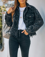 Paddington Distressed Cotton Corduroy Jacket - Black Sai Feel