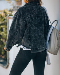 Paddington Distressed Cotton Corduroy Jacket - Black Sai Feel