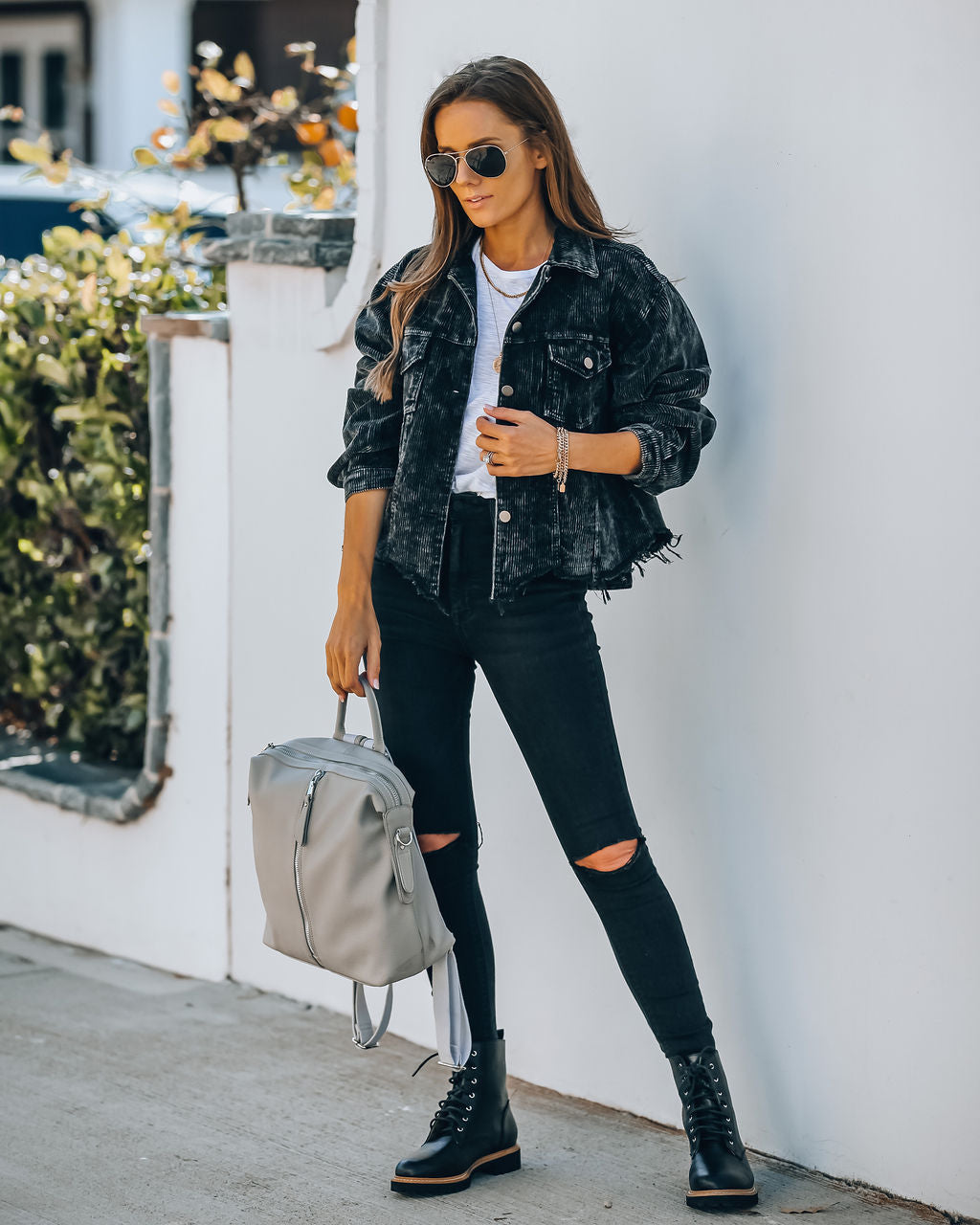 Paddington Distressed Cotton Corduroy Jacket - Black Sai Feel