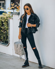 Paddington Distressed Cotton Corduroy Jacket - Black Sai Feel