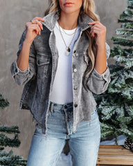 Paddington Distressed Cotton Corduroy Jacket - Charcoal Sai Feel